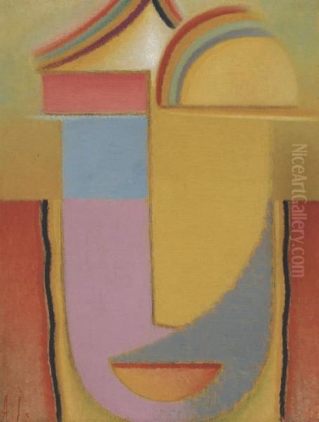 Abstrakter Kopf: Feierlich (aufsteigend) Oil Painting by Alexei Jawlensky