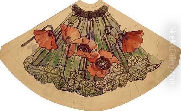 Working drawing for poppy shade Oil Painting by Louis Comfort Tiffany