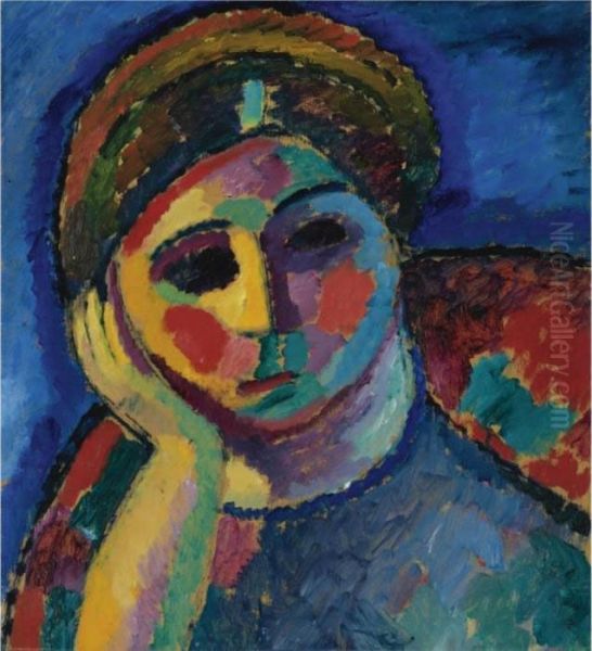 Die Sinnende (the Thinking Woman) Oil Painting by Alexei Jawlensky