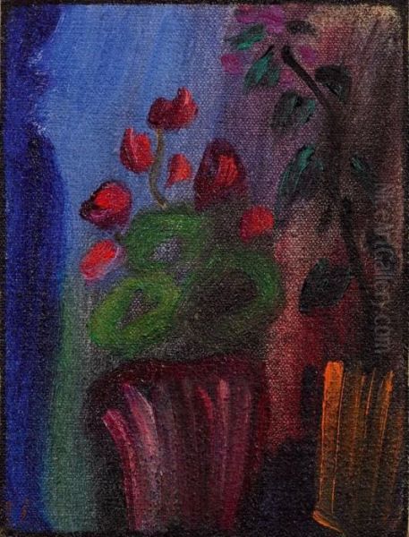 Stilleben (alpenveilchen Mit Sieben Roten Bluten) Oil Painting by Alexei Jawlensky