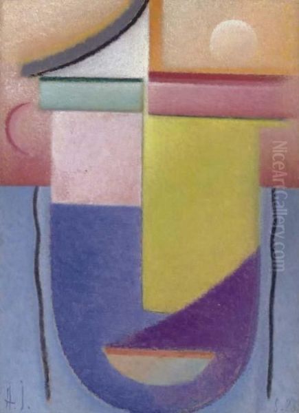 Abstrakter Kopf: Wasser Und Licht Oil Painting by Alexei Jawlensky