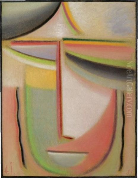 Abstrakter Kopf: Sommerlich (abstract Head: Summery) Oil Painting by Alexei Jawlensky