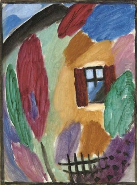 Variation Mit Haus Und Gartenzaun Oil Painting by Alexei Jawlensky