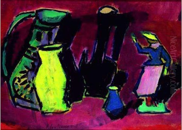 Pots Et Figure Oil Painting by Alexei Jawlensky