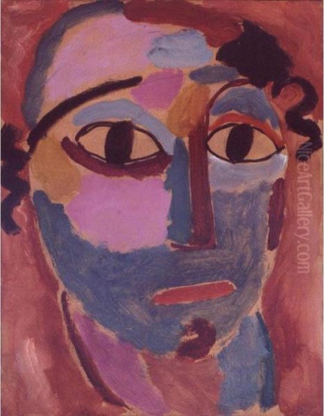 Mysticher Kopf: Das Staunen (mystical Head: Astonishment) Oil Painting by Alexei Jawlensky