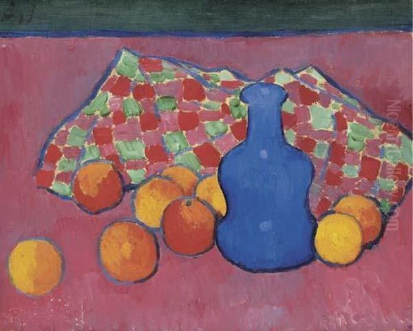 Blaue Vase Mit Orangen Oil Painting by Alexei Jawlensky