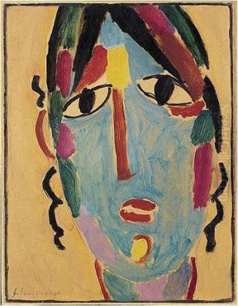 Mystischer Kopf: Andenmadchen (mystical Head: Andean Girl) Oil Painting by Alexei Jawlensky