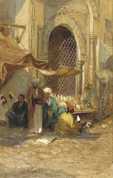 Market Scene Oil Painting by Louis Comfort Tiffany