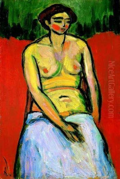 Sitzender Weiblicher Akt Oil Painting by Alexei Jawlensky