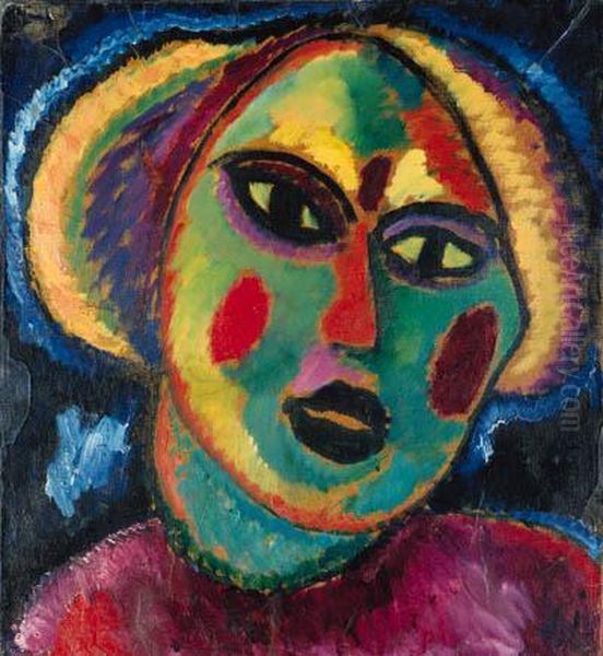 Mdchen Mit Violetter Bluse Oil Painting by Alexei Jawlensky