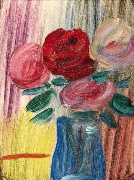 Blumen In Blauer Vase Oil Painting by Alexei Jawlensky