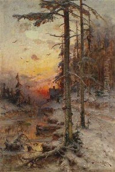 Studio Dusk Oil Painting by Iulii Iul'evich (Julius) Klever