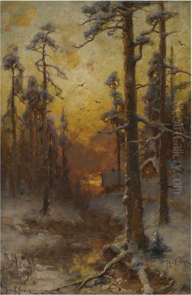 Winter Sun Oil Painting by Iulii Iul'evich (Julius) Klever