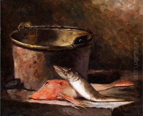 Fischstilleben Oil Painting by Iulii Iul'evich (Julius) Klever