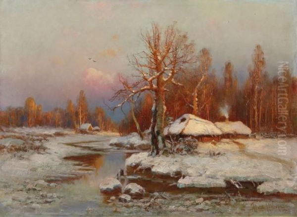 Russische Winterlandschaft Oil Painting by Iulii Iul'evich (Julius) Klever