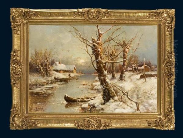 Romantische Winterlandschaft Oil Painting by Iulii Iul'evich (Julius) Klever