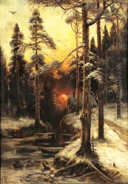 Foret Sous La Neige Oil Painting by Iulii Iul'evich (Julius) Klever