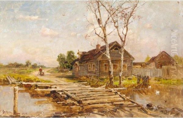 Summer Bridge Oil Painting by Iulii Iul'evich (Julius) Klever