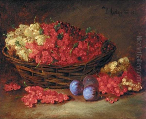 Still Life With Berries And Plums Oil Painting by Iulii Iul'evich (Julius) Klever