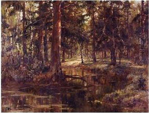 Through The Woods Oil Painting by Iulii Iul'evich (Julius) Klever