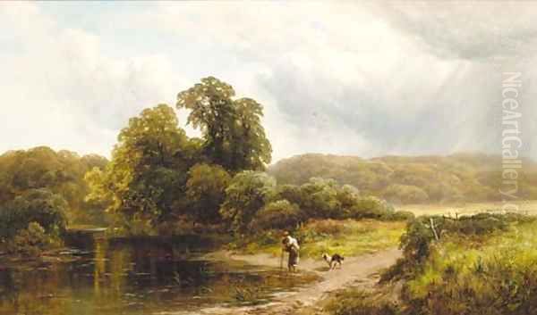 A ford on the Trent near Kings Mill Oil Painting by George Turner