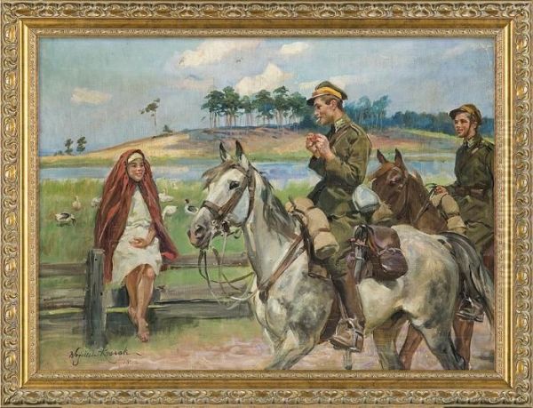 Lancers Oil Painting by Wojciech Von Kossak