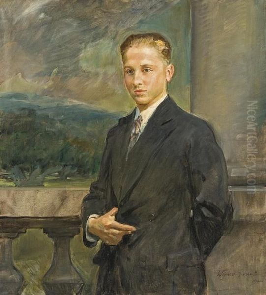 Portrait Of An Young Man Oil Painting by Wojciech Von Kossak