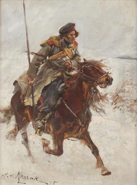 Kavallerist Oil Painting by Wojciech Von Kossak