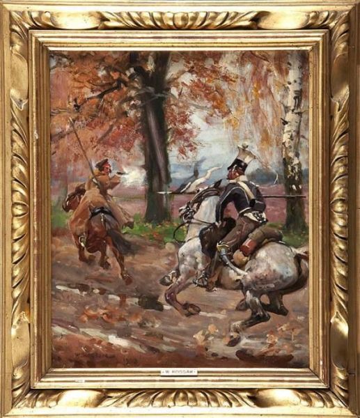 Nie Ujdziesz Mi! Oil Painting by Wojciech Von Kossak