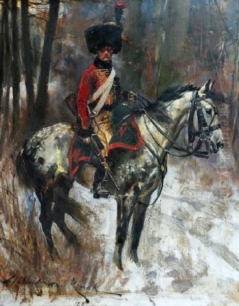 Huzar Wielkiej Armii Oil Painting by Wojciech Von Kossak