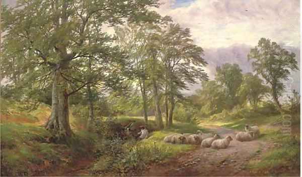 Near the fish pond, Knowle Hill's, Derbyshire Oil Painting by George Turner