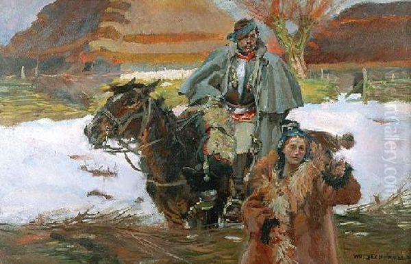 Pytanie O Droge Oil Painting by Wojciech Von Kossak