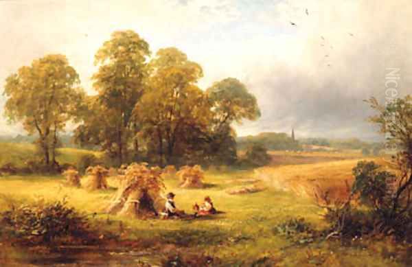 The Golden Harvest, Kirk Ireton, Derbyshire Oil Painting by George Turner