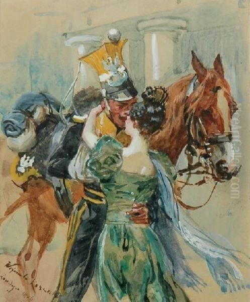 Powitanie Oil Painting by Wojciech Von Kossak