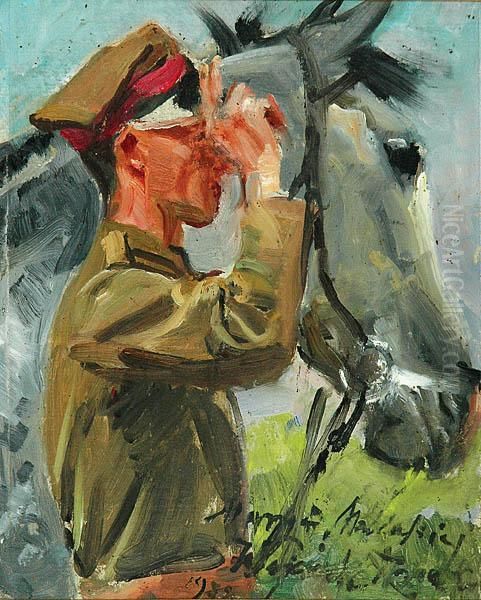 Ulan Z Koniem Oil Painting by Wojciech Von Kossak