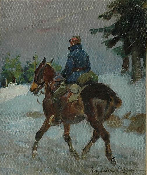 Kawalerzysta Oil Painting by Wojciech Von Kossak