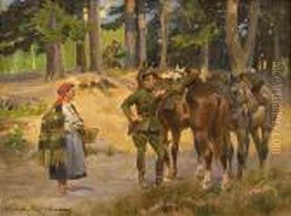 Na Pozycji Oil Painting by Wojciech Von Kossak