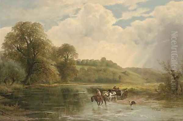 Fording the river, the vale of Evesham Oil Painting by George Turner