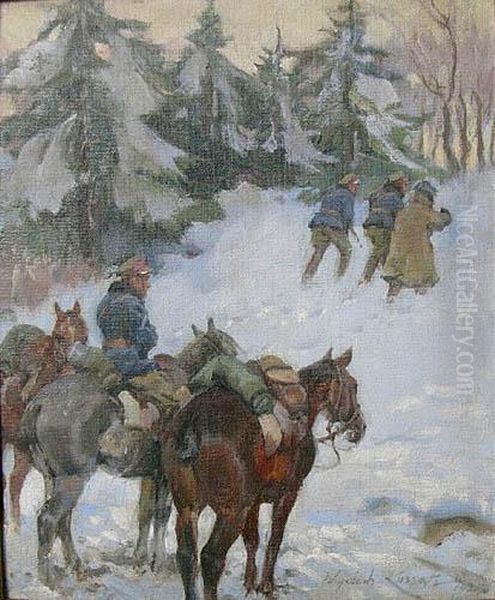 Na Zwiadzie (1925) Oil Painting by Wojciech Von Kossak