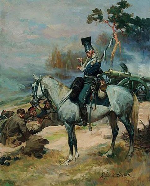 Oficer Ulanow Krolestwa Polskiego Oil Painting by Wojciech Von Kossak