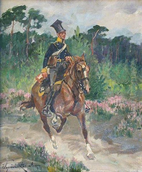 Ulan Na Koniu,1938 Oil Painting by Wojciech Von Kossak