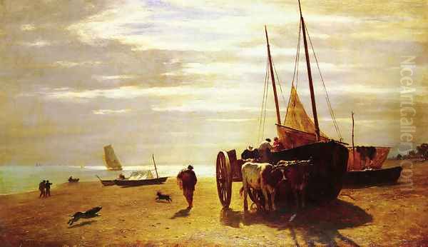 Beach At Trouville Oil Painting by Constant Troyon