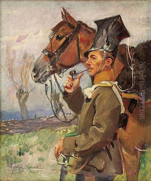 Ulan Z Koniem Oil Painting by Wojciech Von Kossak