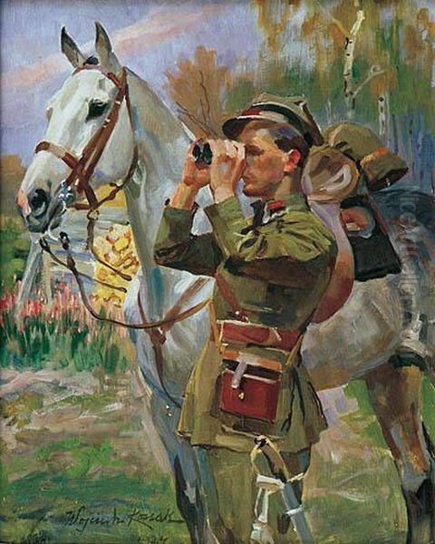 Obserwator Oil Painting by Wojciech Von Kossak