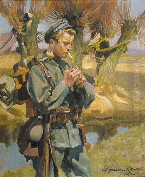 Mlody Legionista Oil Painting by Wojciech Von Kossak