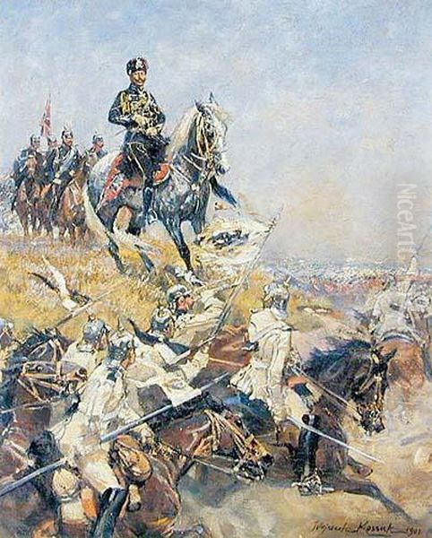 Rewia Konnicy Przed Cesarzem Wilhelmem Oil Painting by Wojciech Von Kossak