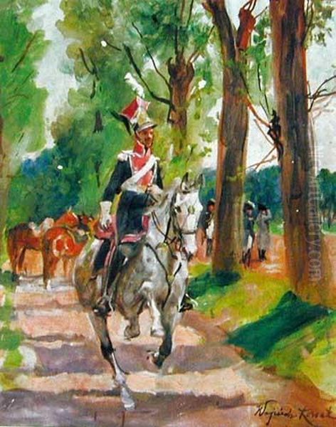 Adiutant Napoleona Oil Painting by Wojciech Von Kossak