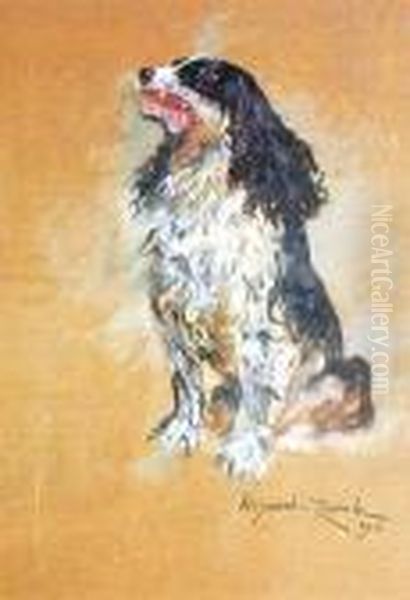 Srebrzystoszary Cocker-spaniel, 1929 R. Oil Painting by Wojciech Von Kossak