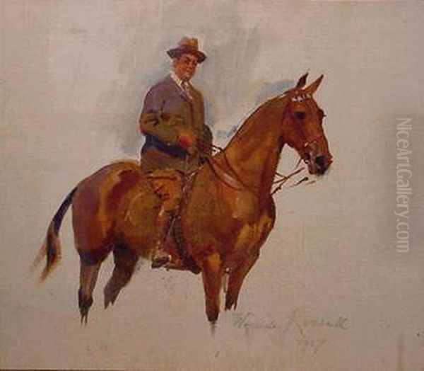 Gentleman Rider And Young Rider: Two Oil Painting by Wojciech Von Kossak