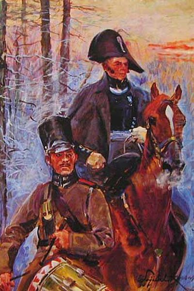 Motyw Z Olszynki Grochowskiej Oil Painting by Wojciech Von Kossak